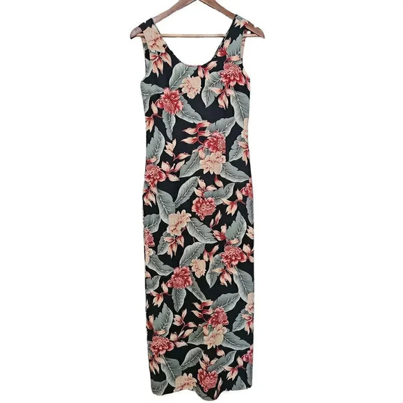 Tommy Bahama Floral Silk Dress Black Size 2 - Picture 1 of 5
